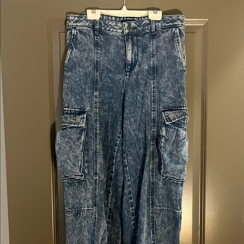 Acid Wash Cargo Jeans